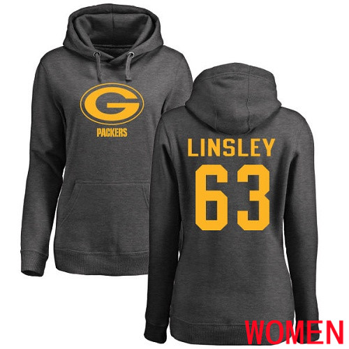 Green Bay Packers Ash Women #63 Linsley Corey One Color Nike NFL Pullover Hoodie Sweatshirts->nfl t-shirts->Sports Accessory